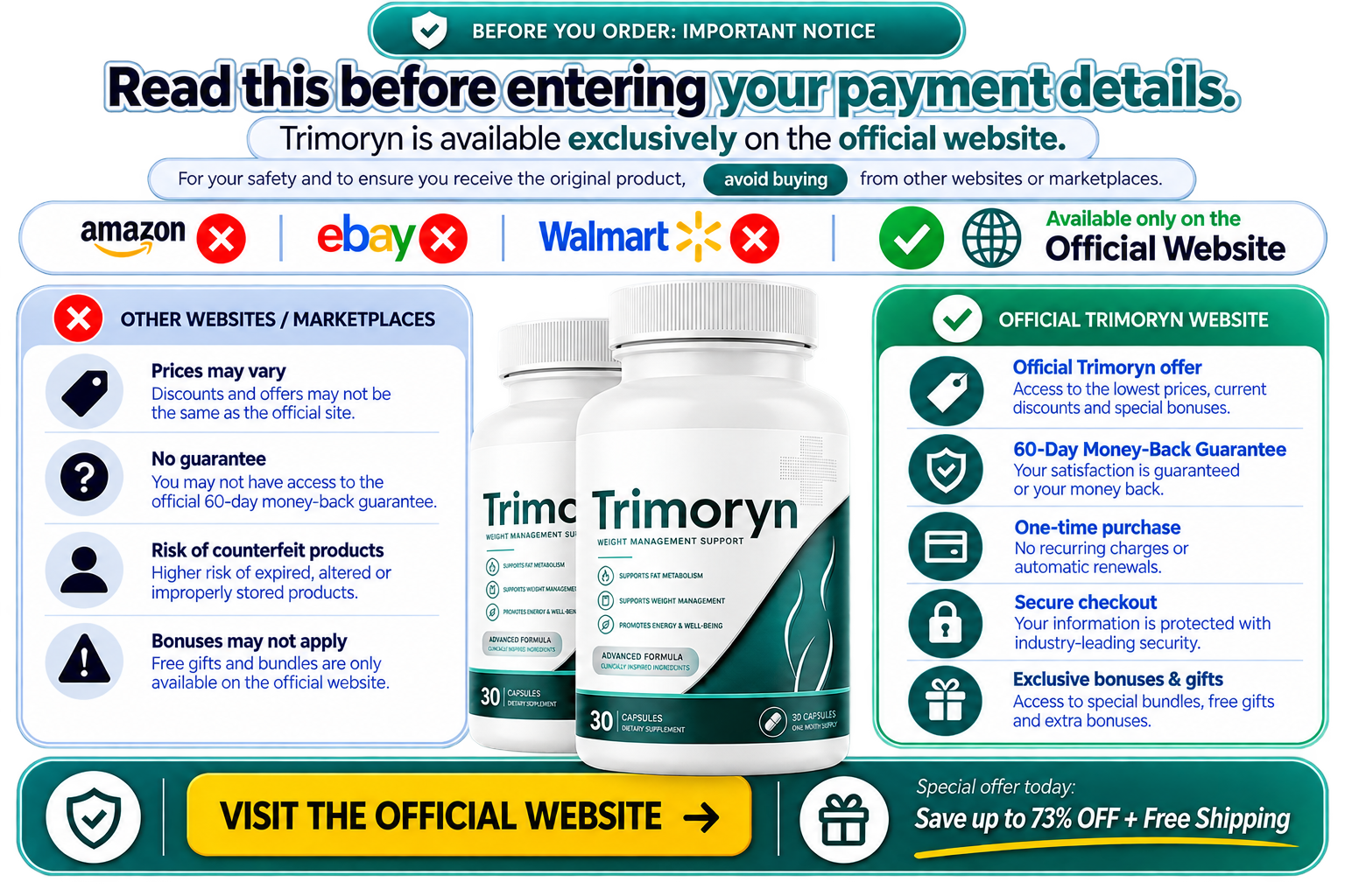 Trimoryn official six bottle package