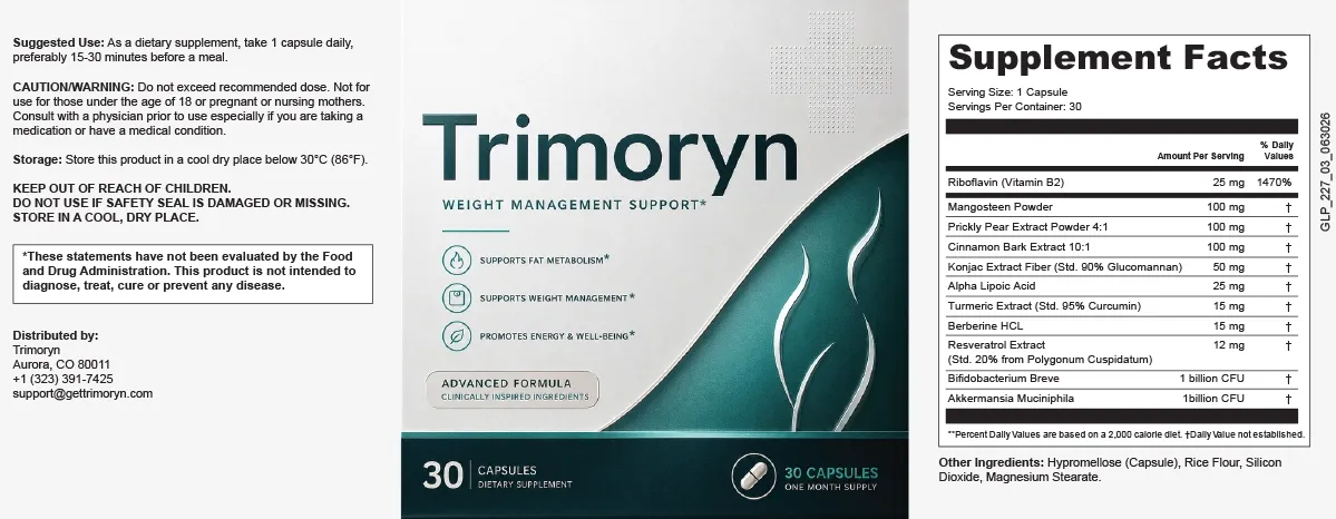 Trimoryn product label and safety information
